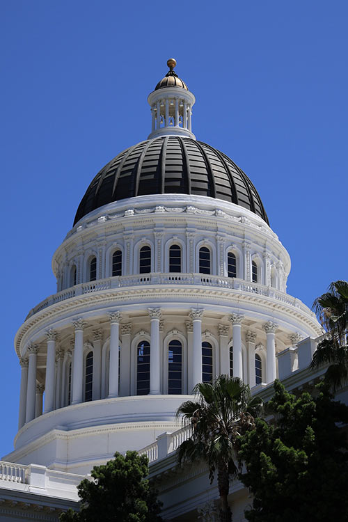 California State Capitol building detail in Sacramento.