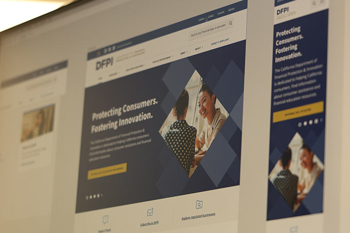 A detail of the website redesign design system for Department of Financial Protection and Innovation.